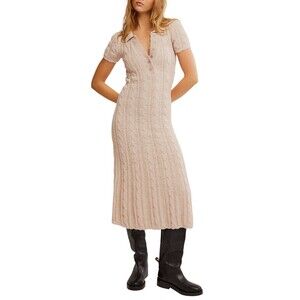 Free People Amory Midi Dress in Sand Dollar Large New without tags